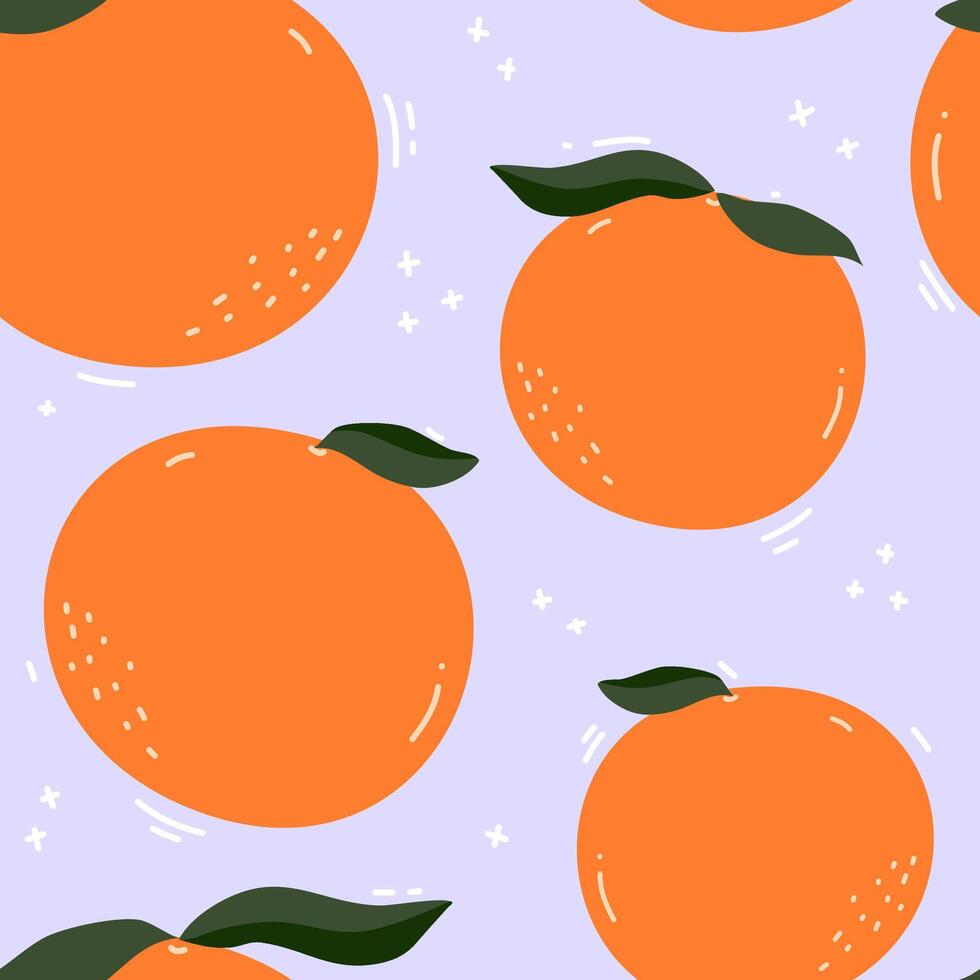 oranje vers fruitig illustraties in zacht Purper achtergrond behang naadloos patroon vector