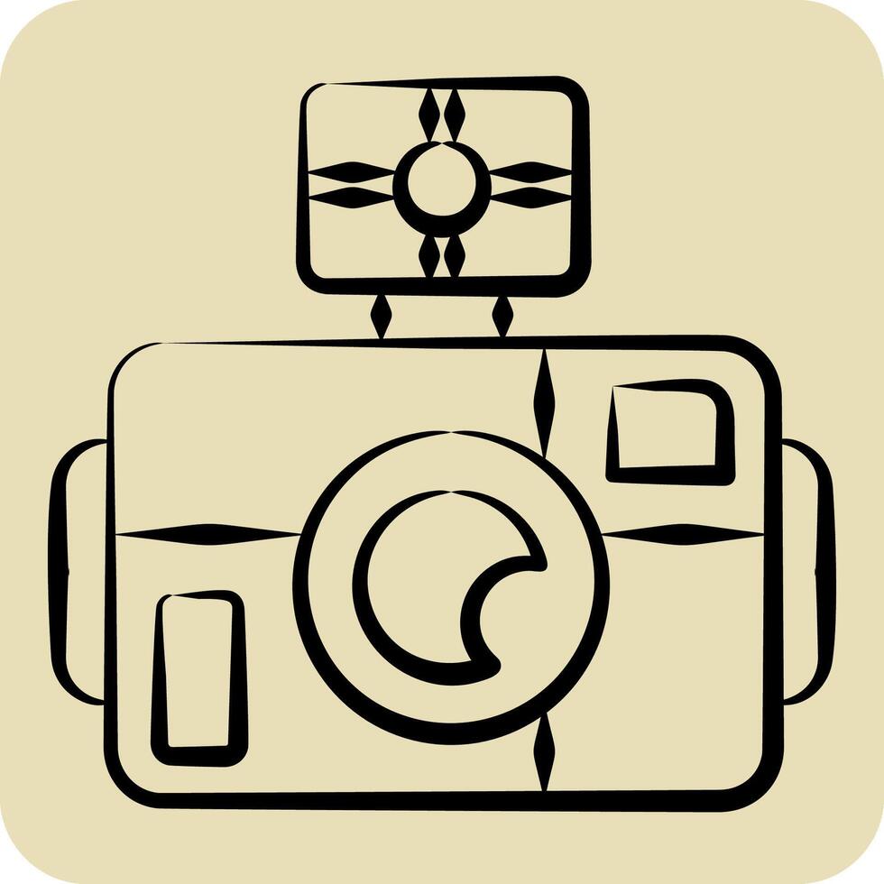 icoon foto camera duiken. verwant naar duiken symbool. hand- getrokken stijl. gemakkelijk ontwerp illustratie vector