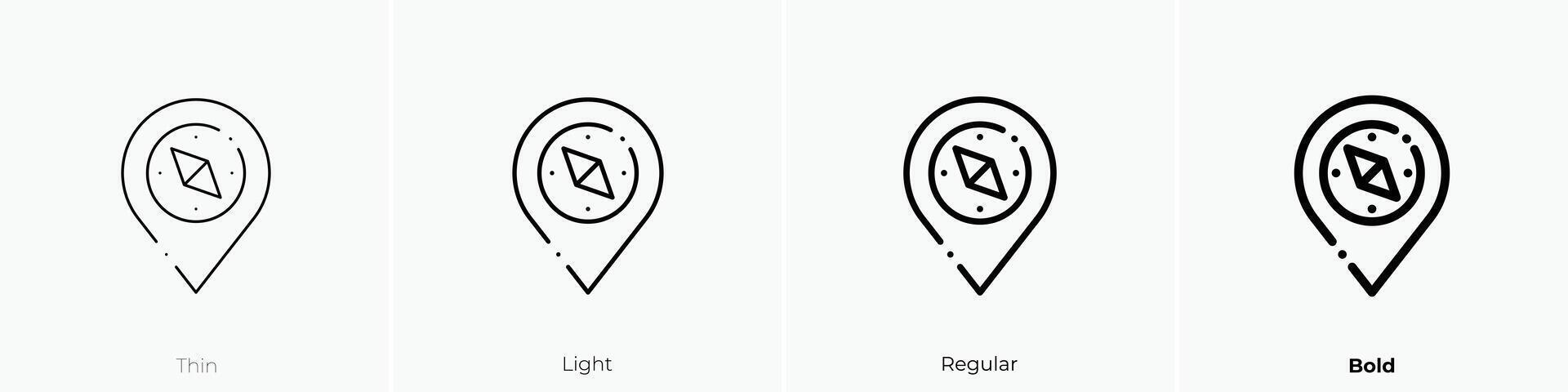 oriëntering icoon. dun, licht, regelmatig en stoutmoedig stijl ontwerp geïsoleerd Aan wit achtergrond vector