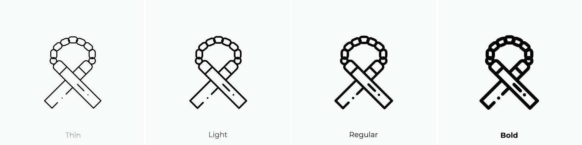 nunchaku icoon. dun, licht, regelmatig en stoutmoedig stijl ontwerp geïsoleerd Aan wit achtergrond vector