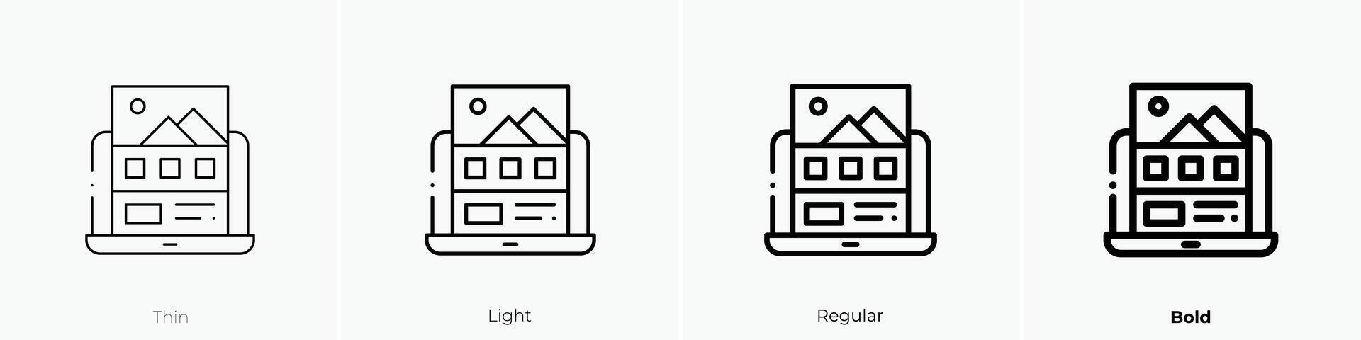 bladzijde icoon. dun, licht, regelmatig en stoutmoedig stijl ontwerp geïsoleerd Aan wit achtergrond vector