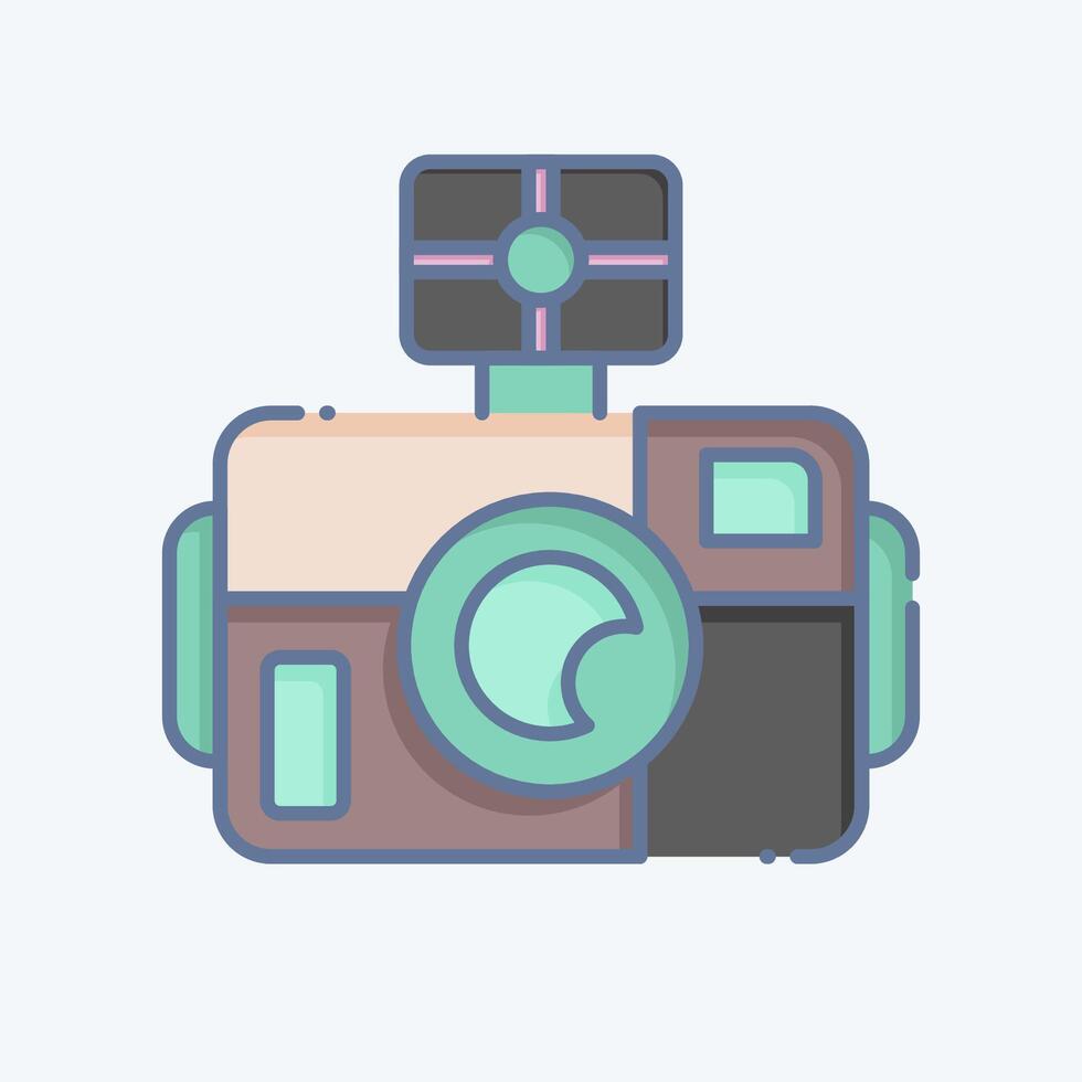 icoon foto camera duiken. verwant naar duiken symbool. tekening stijl. gemakkelijk ontwerp illustratie vector