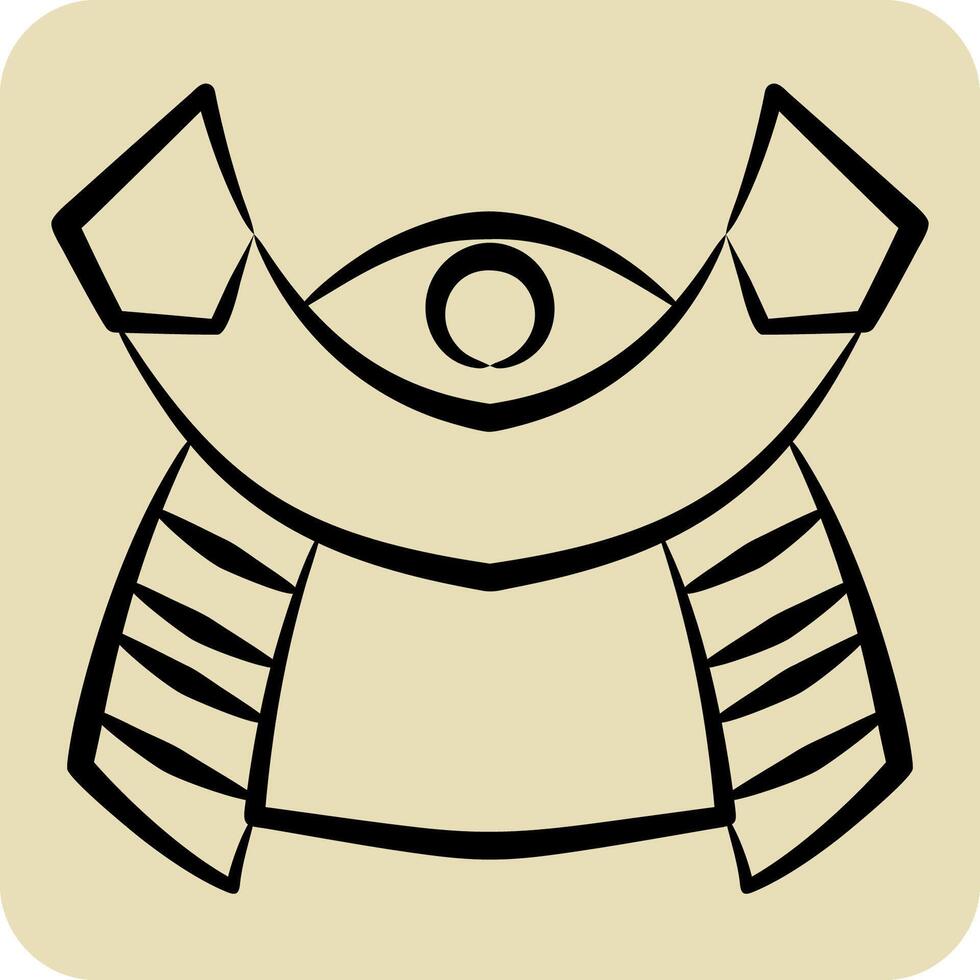 icoon samoerai. verwant naar Japan symbool. hand- getrokken stijl. gemakkelijk ontwerp illustratie. vector