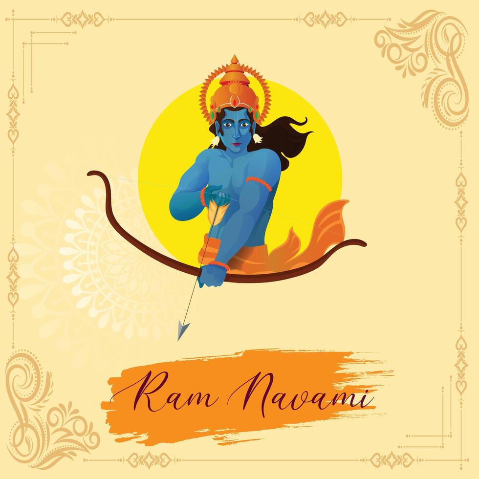 illustratie van een achtergrond voor vieren shree RAM navami. vector