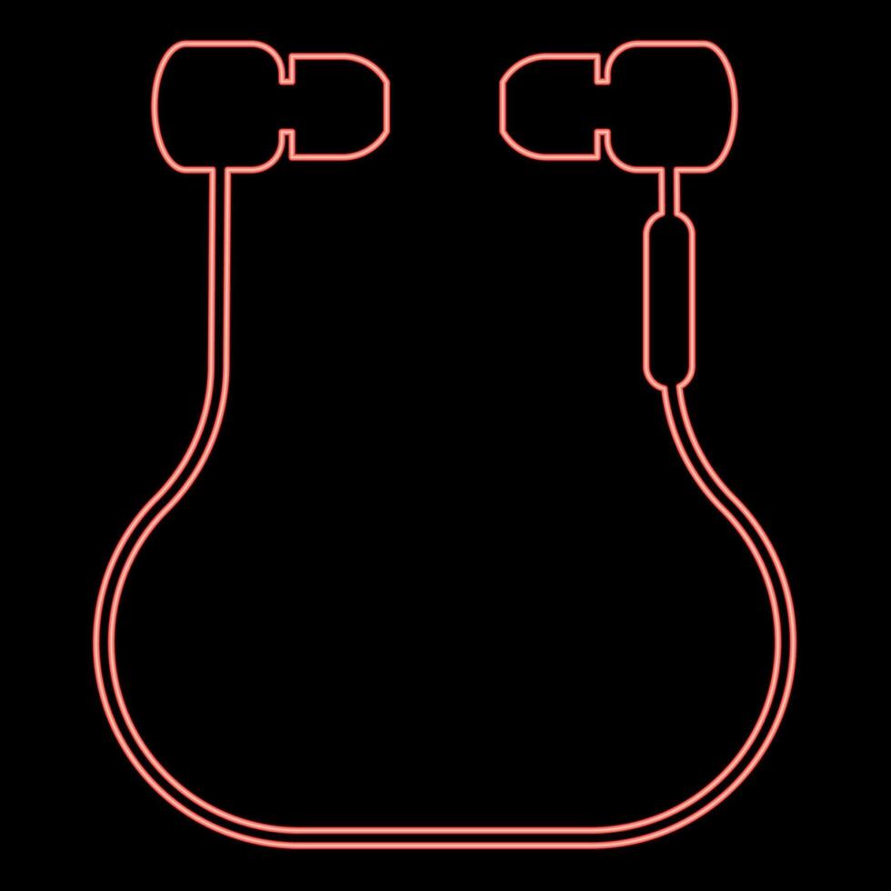neon vacuüm hoofdtelefoons bedrade draadloze rood kleur vector illustratie beeld vlak stijl