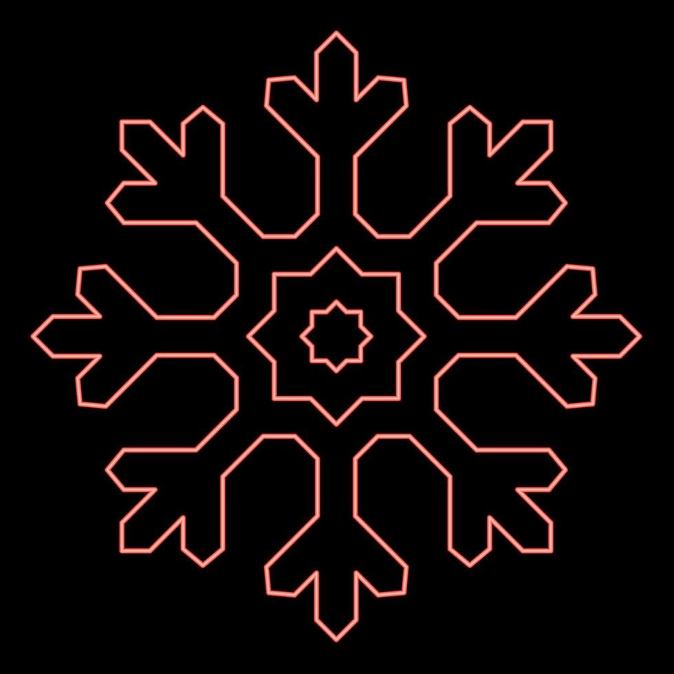 neon sneeuwvlok rood kleur vector illustratie beeld vlak stijl