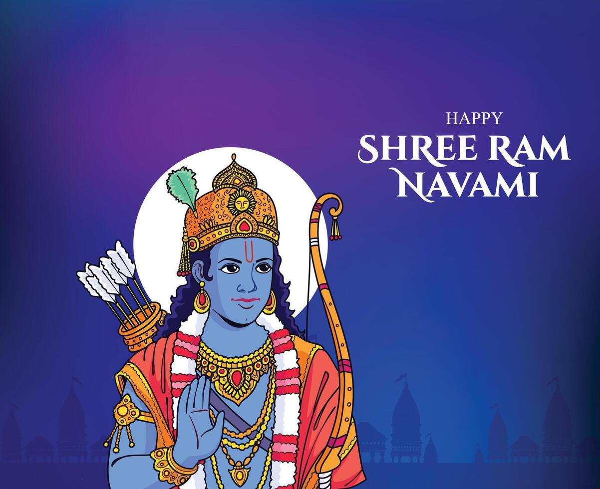 illustratie van een achtergrond voor vieren shree RAM navami. vector