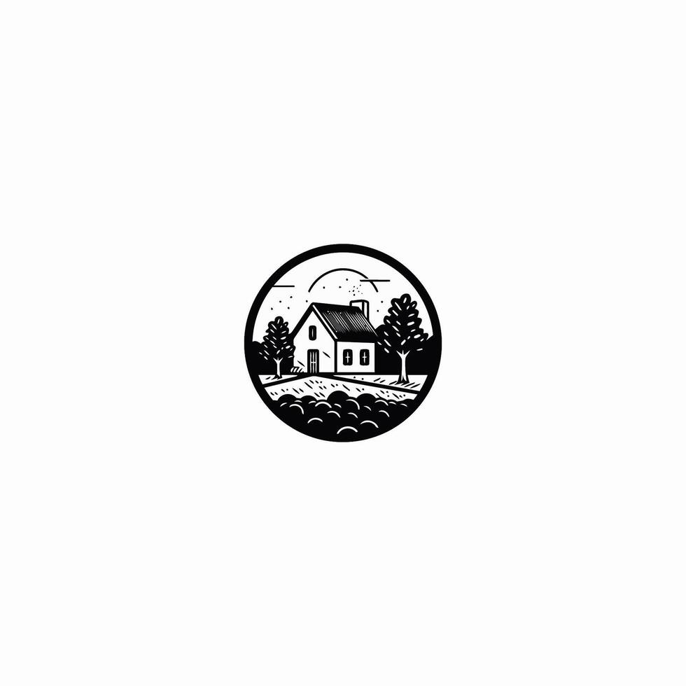 ai gegenereerd boerderij huis lijn kunst logo icoon ontwerp vector