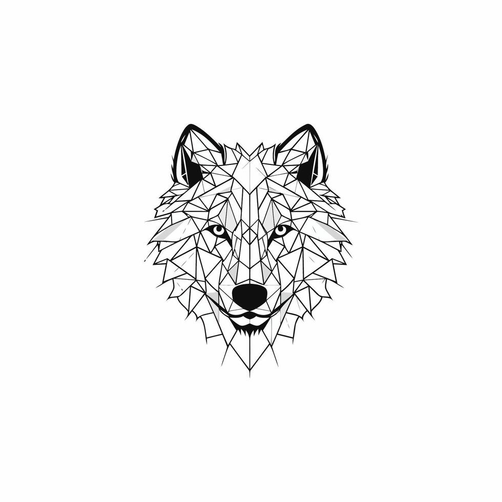 ai gegenereerd meetkundig kleurrijk wolf logo vector icoon ontwerp sjabloon