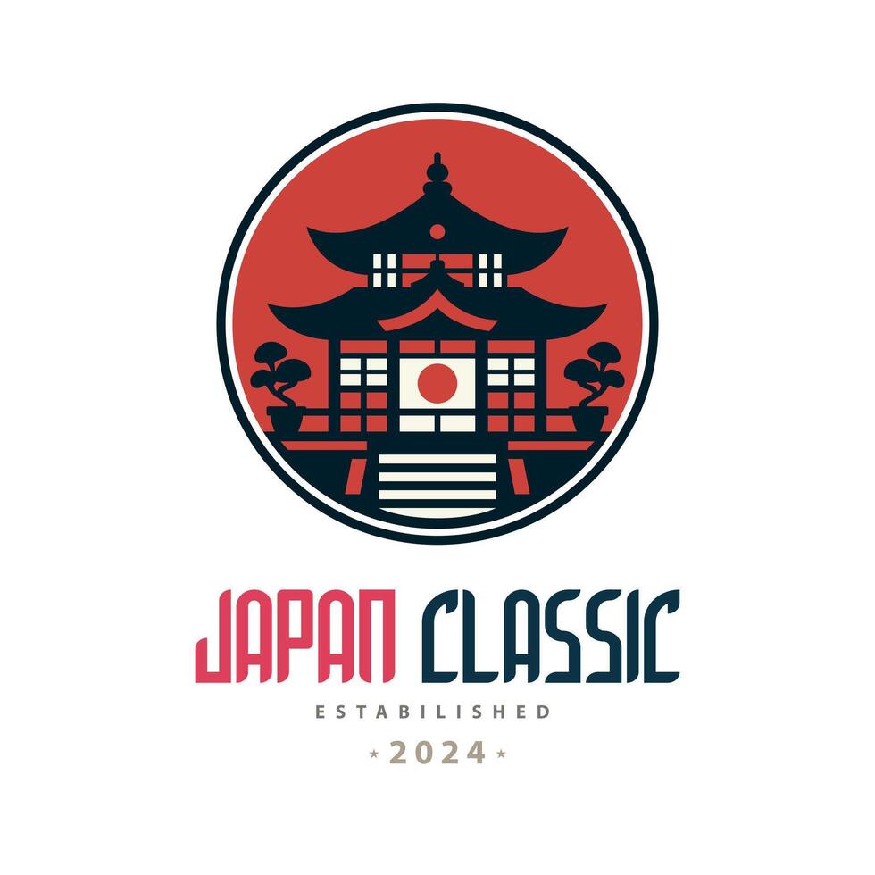 Japan klassiek Japans tempel zonsopkomst logo sjabloon ontwerp voor merk of bedrijf en andere vector