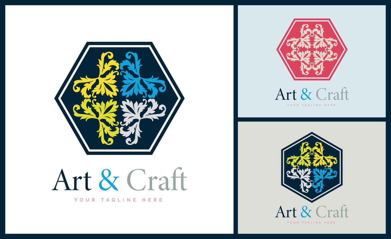 ornament patroon kleurrijk reeks modern kunst en ambacht logo sjabloon ontwerp vector