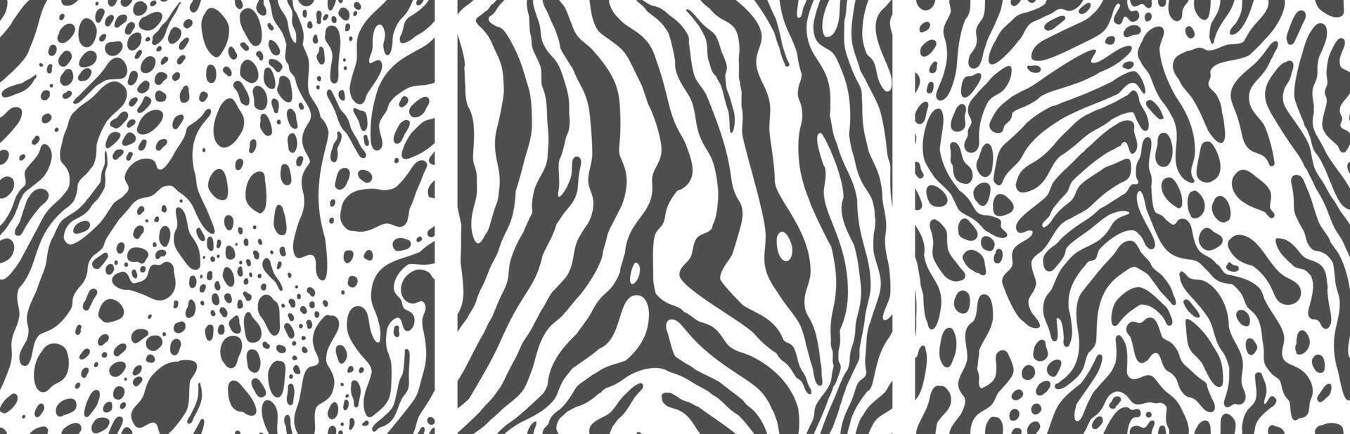 reeks van zebra huid patroon, naadloos texturen voor ontwerp en afdrukken. vector