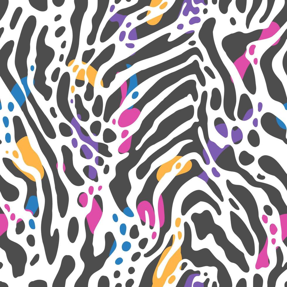 zebra afdrukken naadloos patroon met kleur spatten. vector