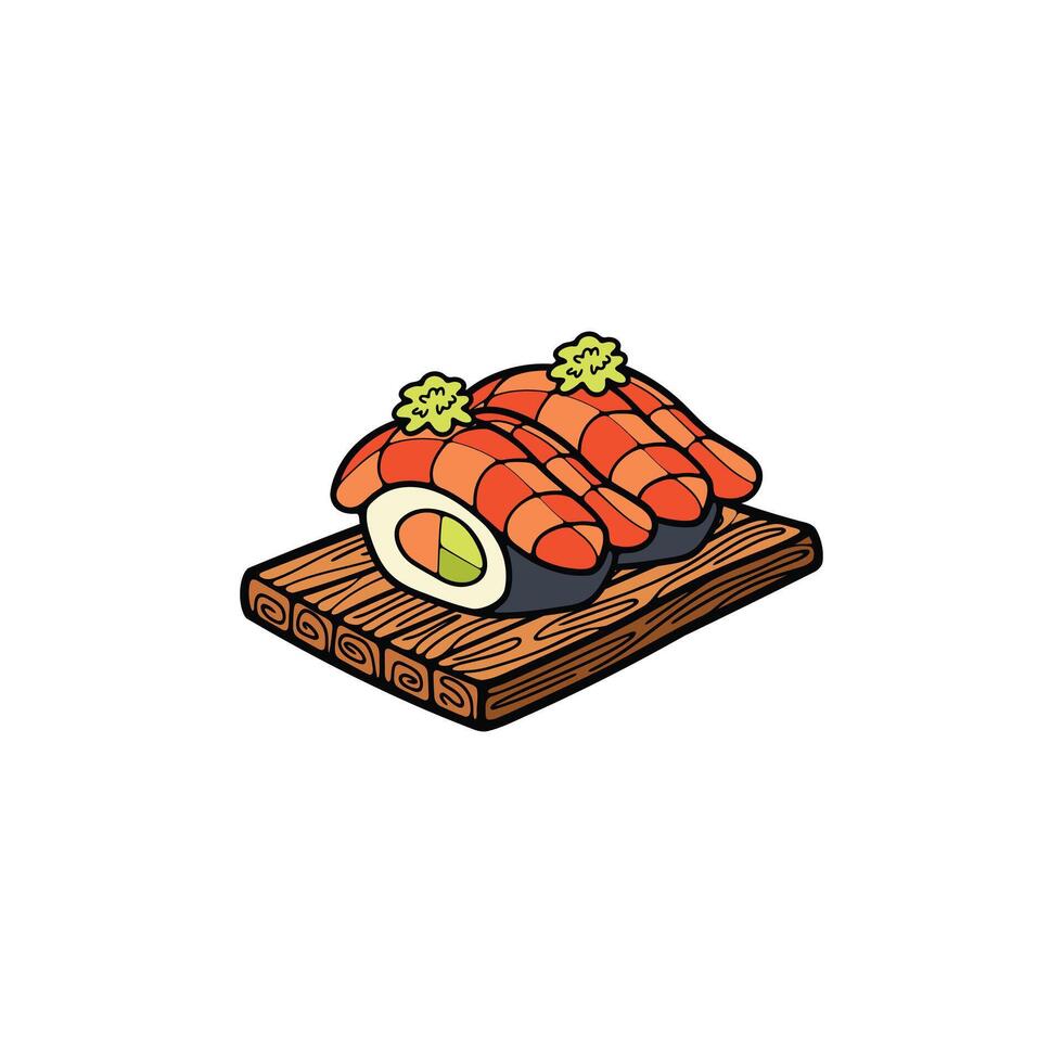 isoleren sashimi sushi Japans voedsel vlak stijl illustratie vector