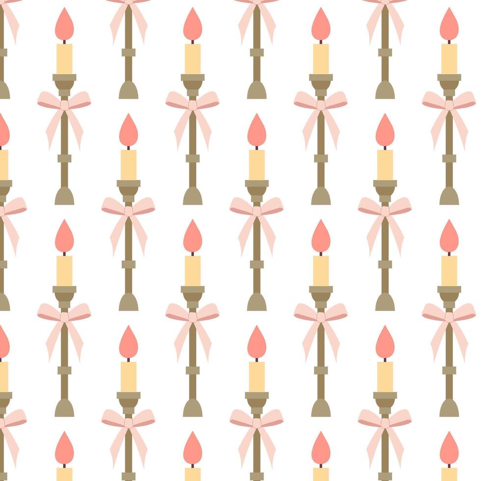 naadloos patroon met wijnoogst kaarsen. elegant kaars met boog in vlak stijl. naadloos patroon voor textiel, omhulsel papier, achtergrond. vector