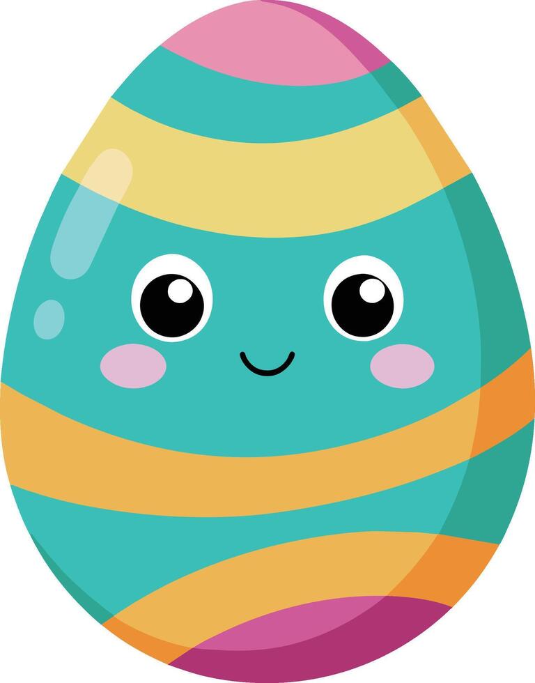hand- getrokken Pasen dag kleur ei met schattig gezicht vector