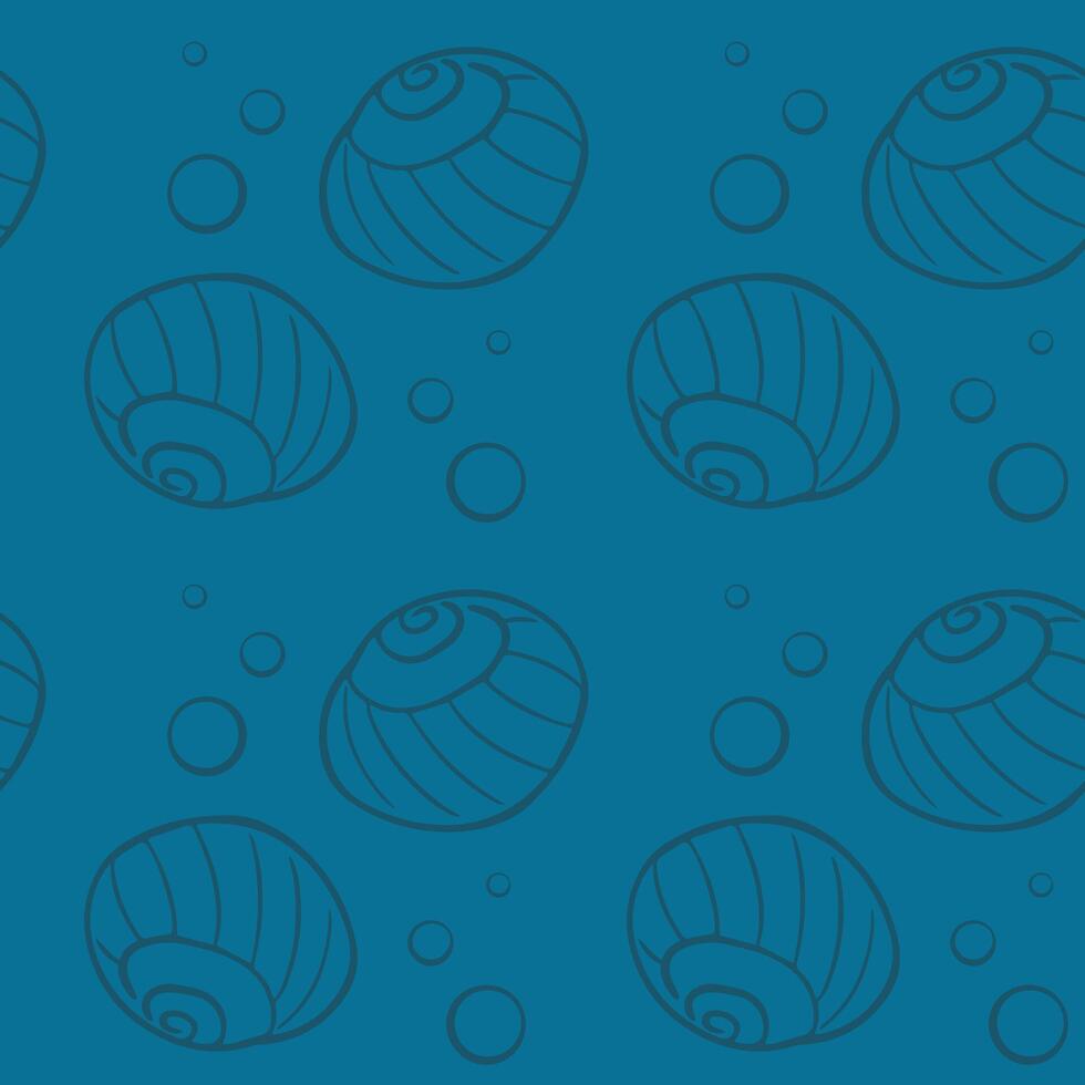 oceaan marinier naadloos patroon met schelpen. vector schattig blauw zee achtergrond voor afdrukken of kleding