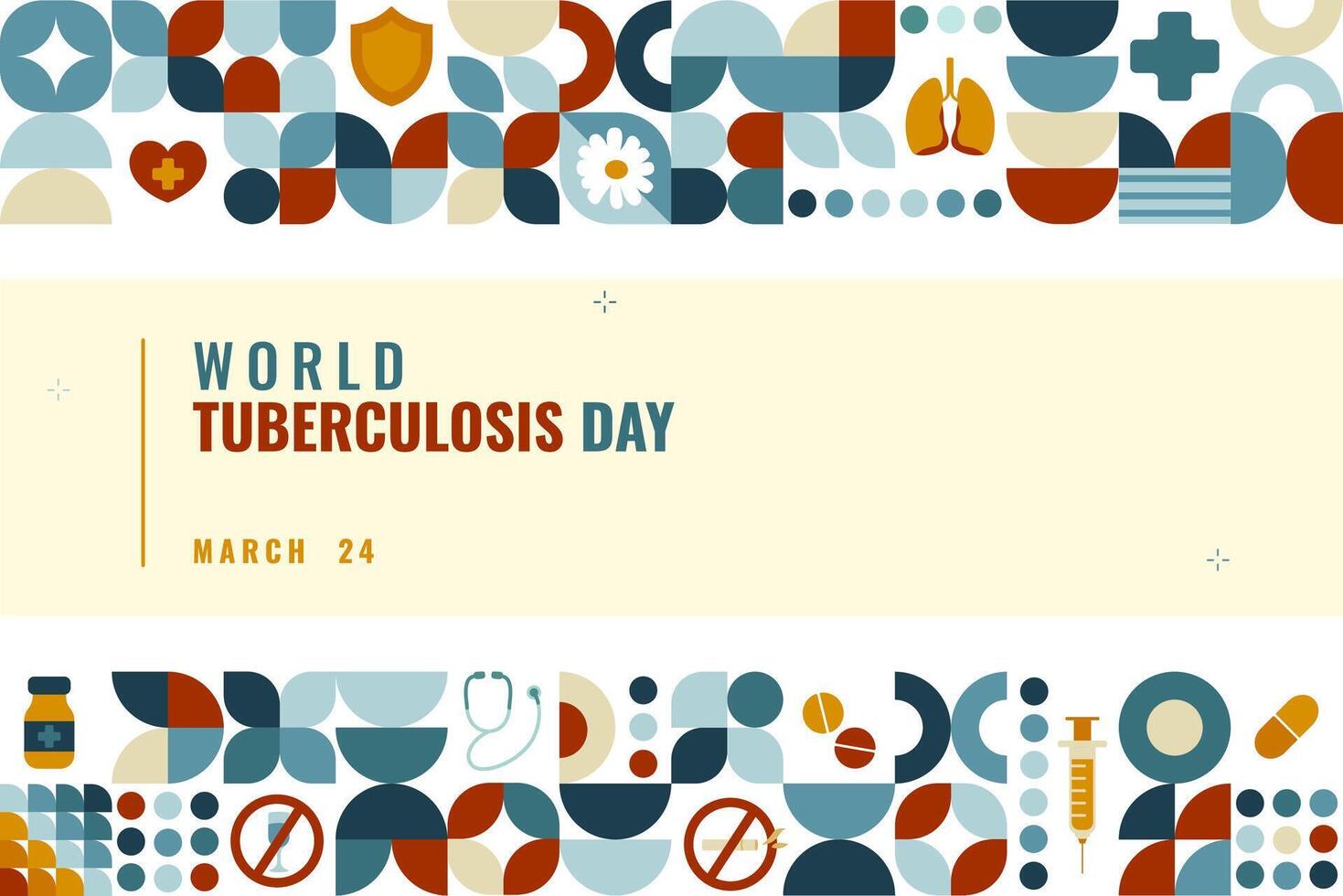 wereld tuberculose dag meetkundig stijl poster met medisch symbolen. vector kopiëren ruimte sjabloon voor kaart, banier, poster, achtergrond