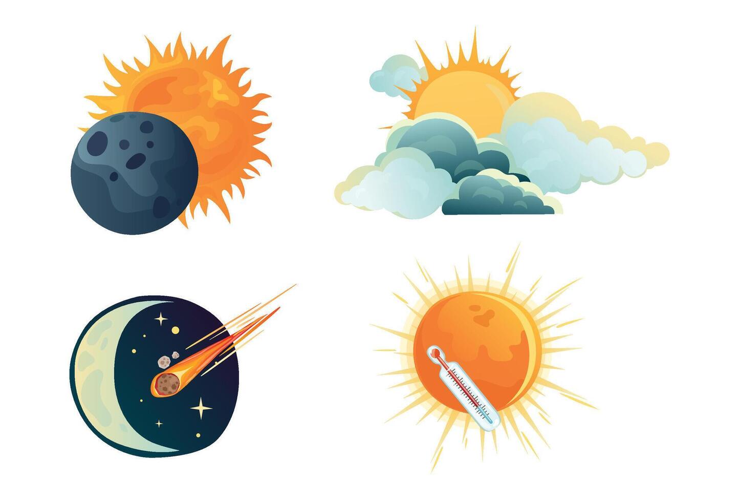 reeks van veranderingen in de lucht zonne- verduistering vector