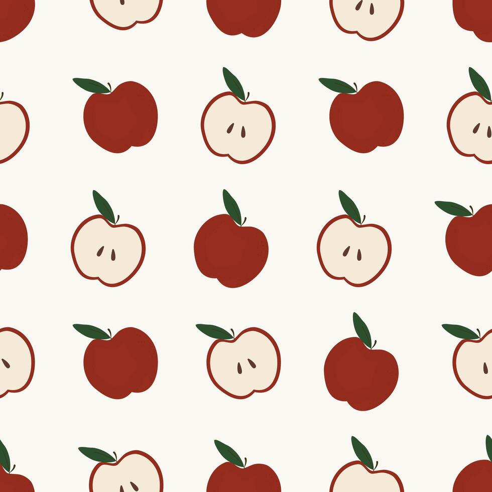 schattig rood appel fruit hand- getrokken naadloos patroon vector illustratie voor versieren uitnodiging groet verjaardag partij viering bruiloft kaart poster banier textiel behang papier inpakken achtergrond