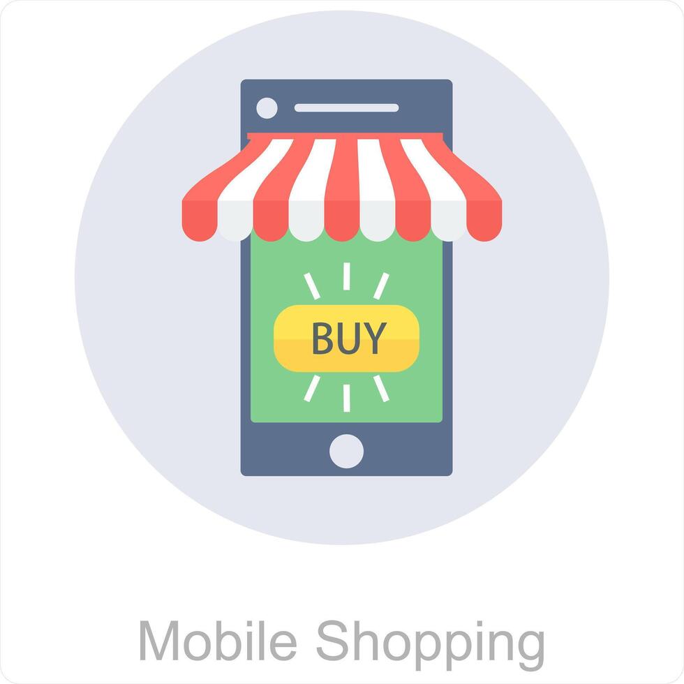 mobiel boodschappen doen en mobiel icoon concept vector