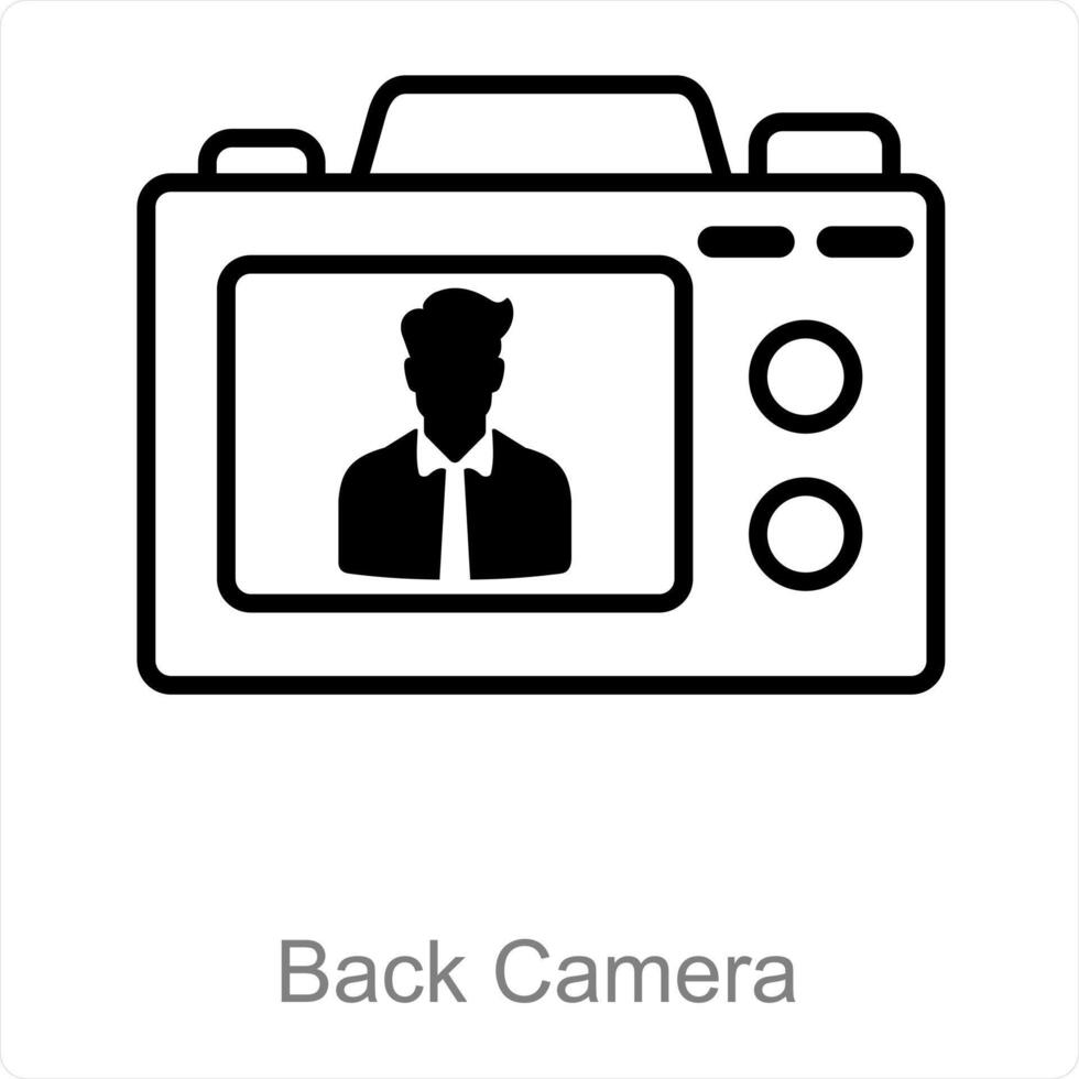 terug camera en lens icoon concept vector