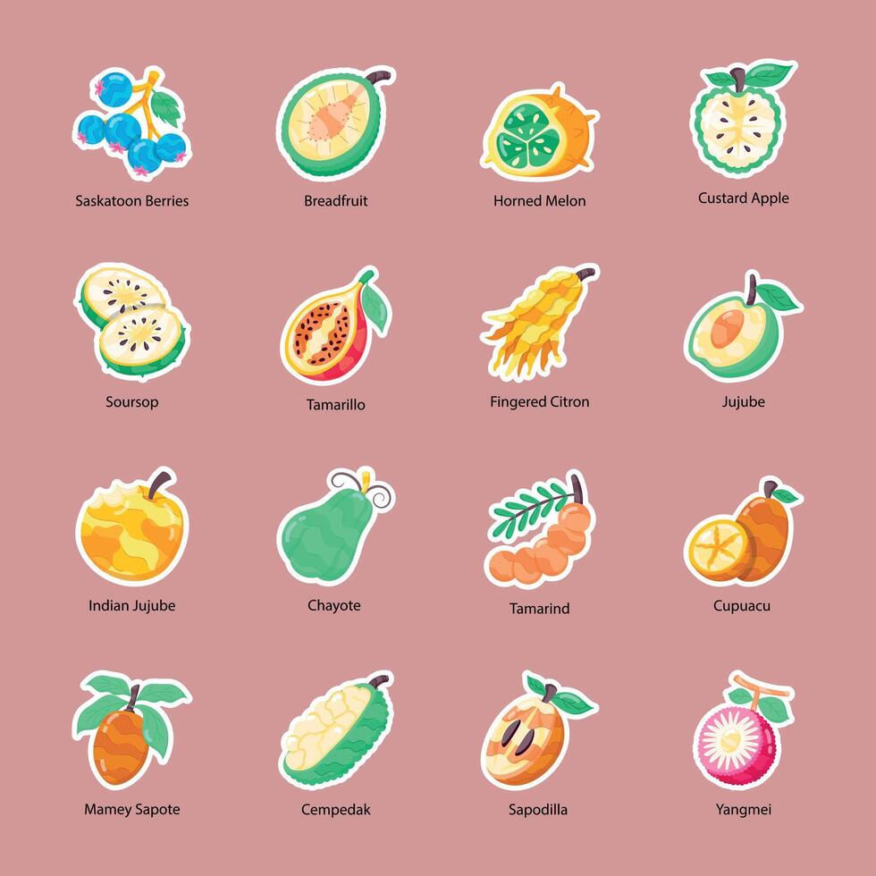 vers fruit vlak stickers vector