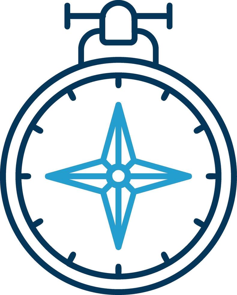 kompas lijn blauw twee kleur icoon vector