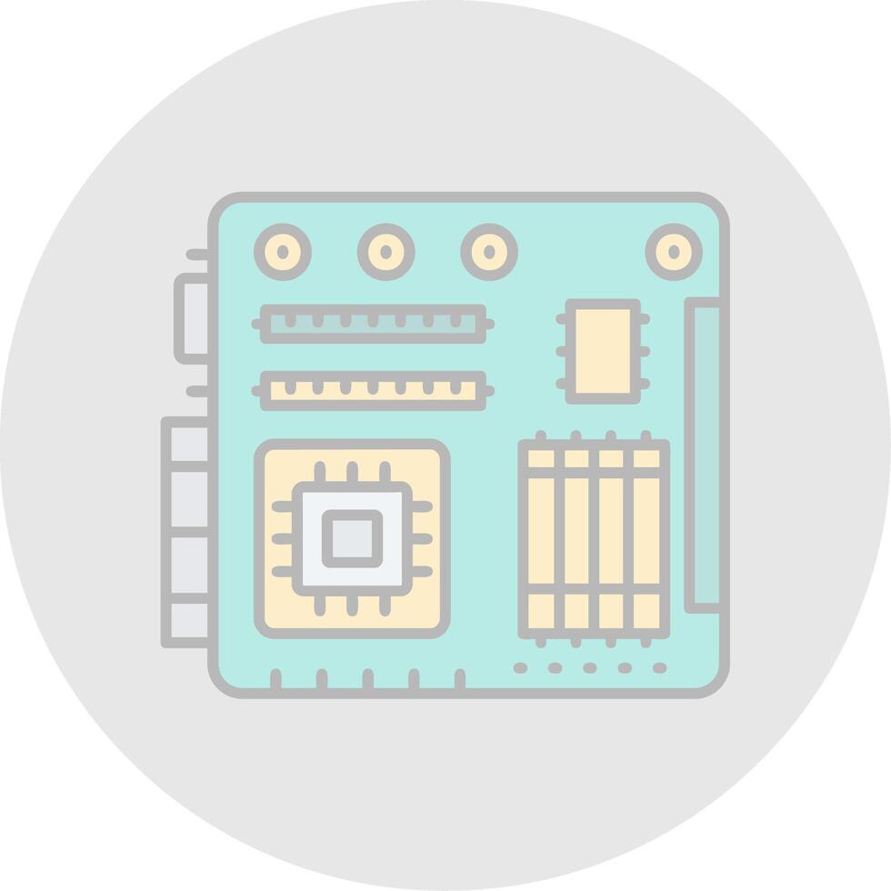 moederbord lijn gevulde licht cirkel icoon vector