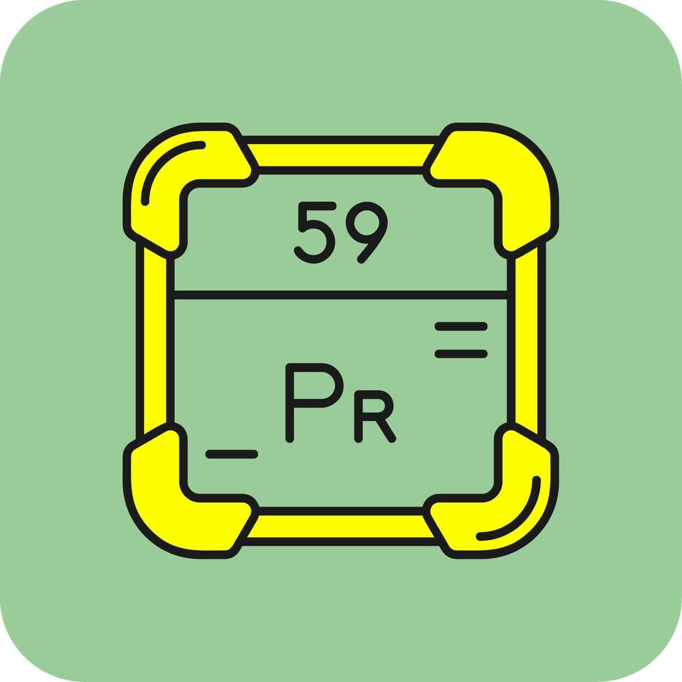 praseodymium gevulde geel icoon vector