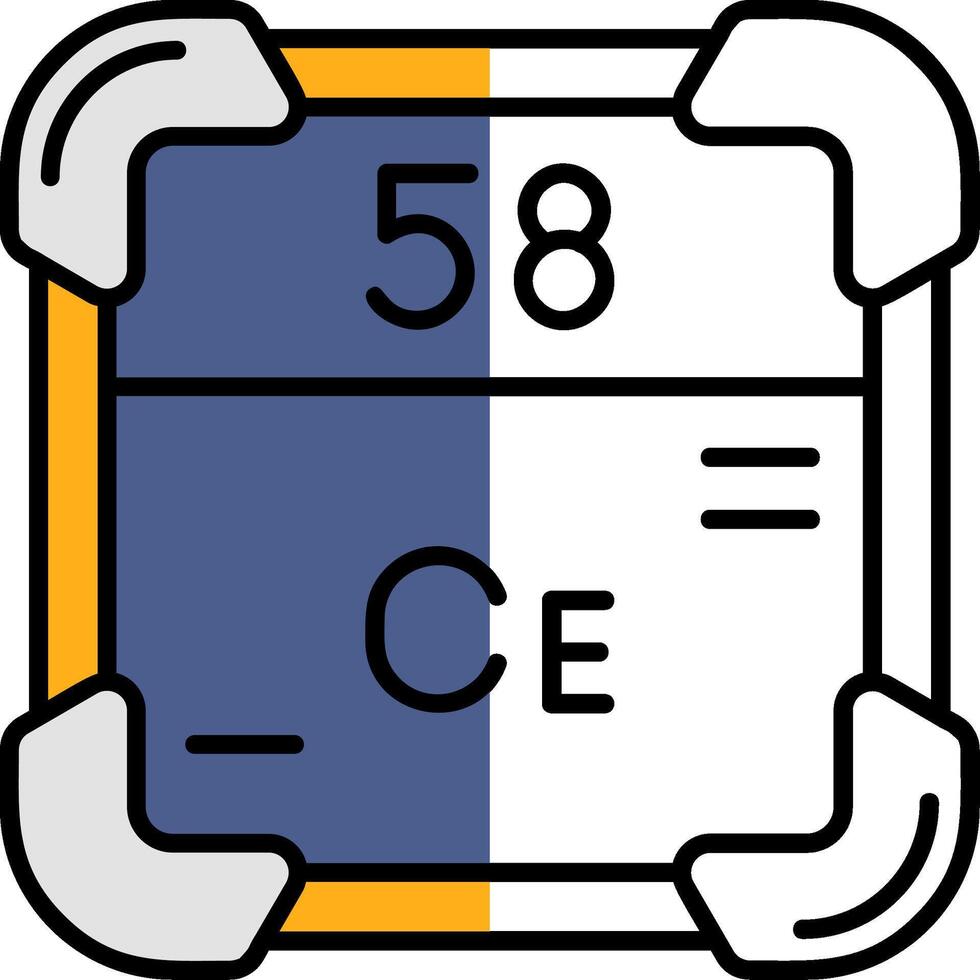 cerium gevulde voor de helft besnoeiing icoon vector