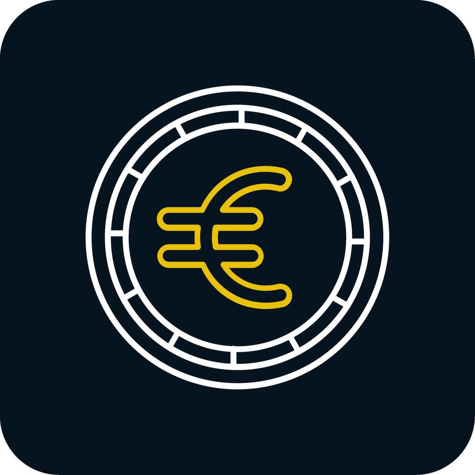 euro lijn geel wit icoon vector