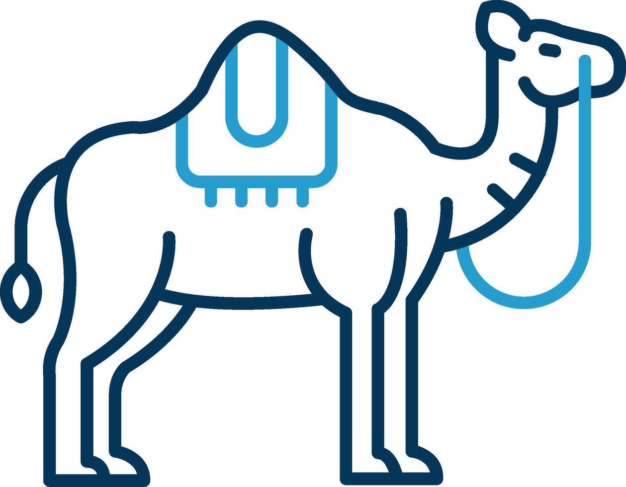 kameel lijn blauw twee kleur icoon vector