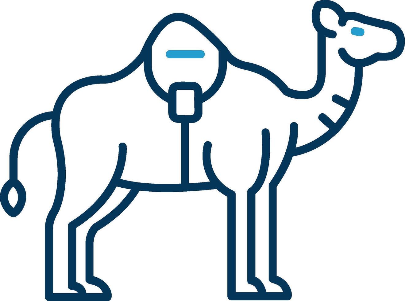 kameel lijn blauw twee kleur icoon vector