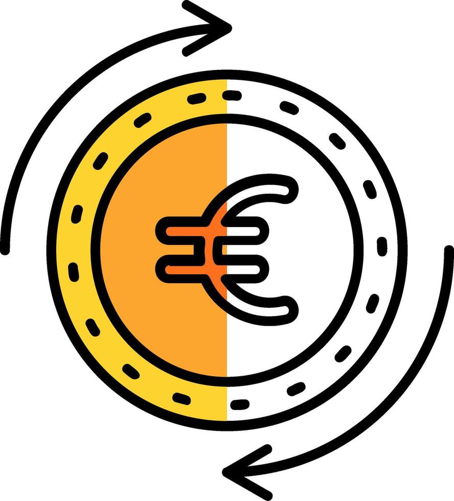 euro gevulde voor de helft besnoeiing icoon vector