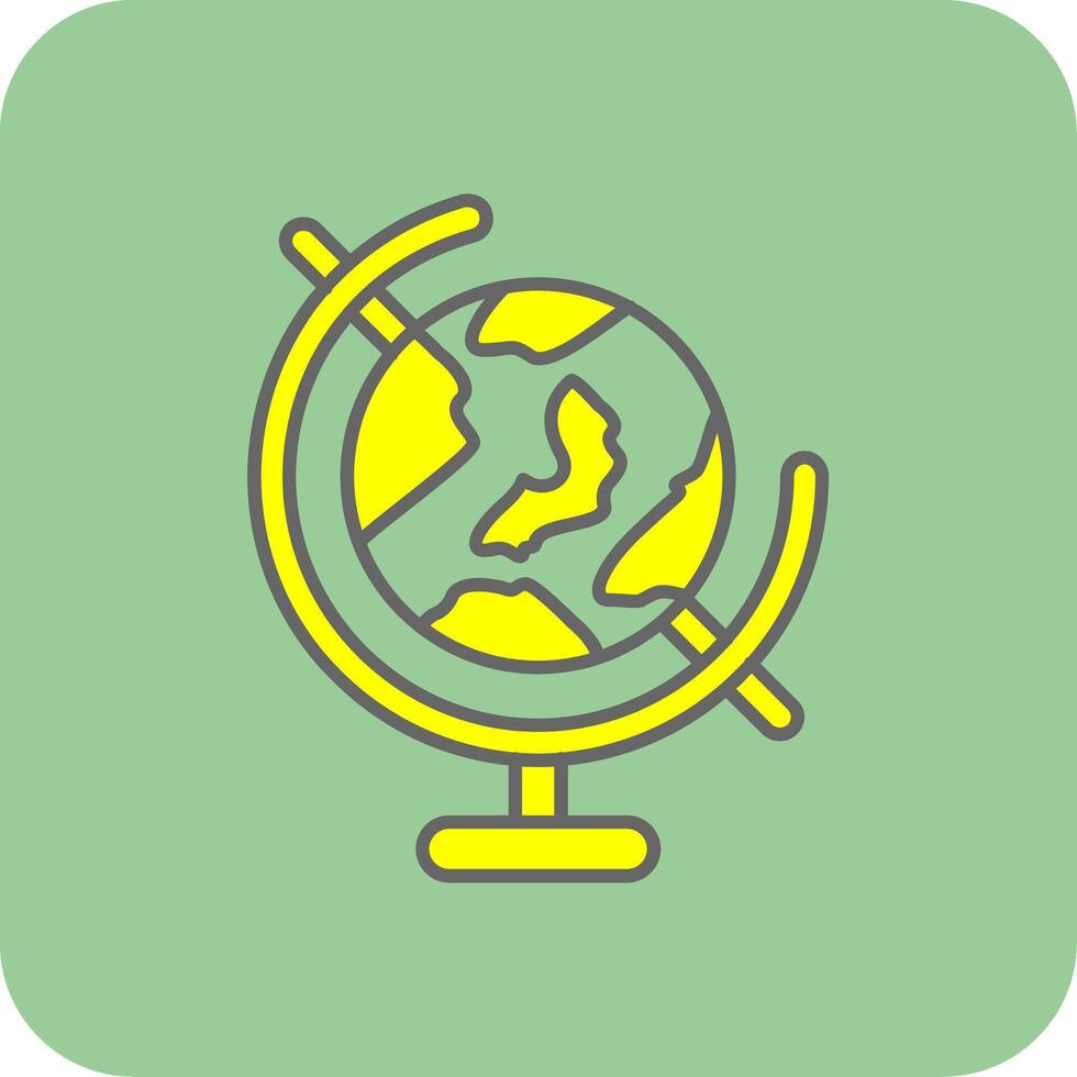 wereldbol gevulde geel icoon vector