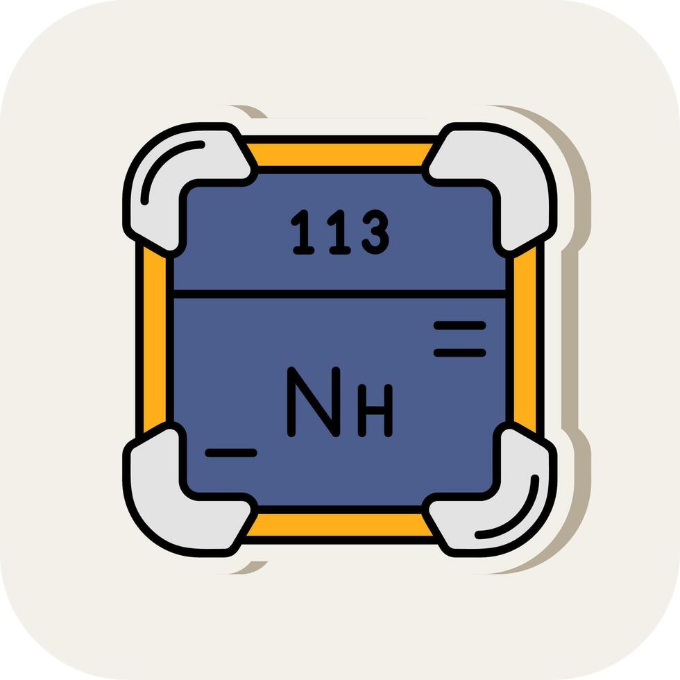 nihonium lijn gevulde wit schaduw icoon vector