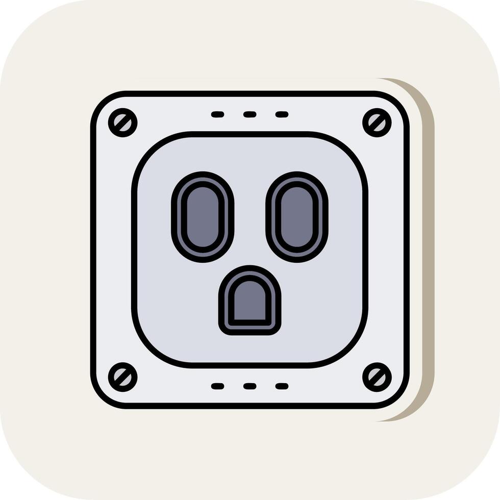 stopcontact lijn gevulde wit schaduw icoon vector