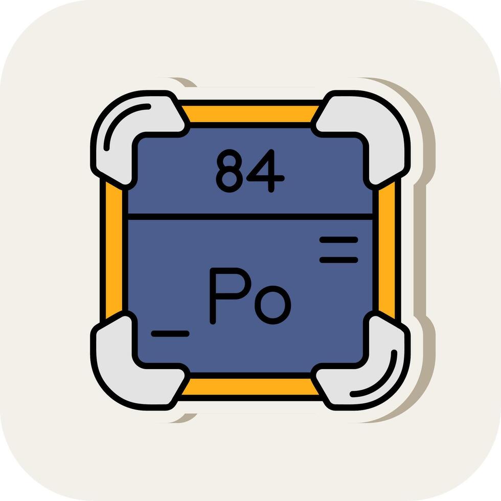 polonium lijn gevulde wit schaduw icoon vector