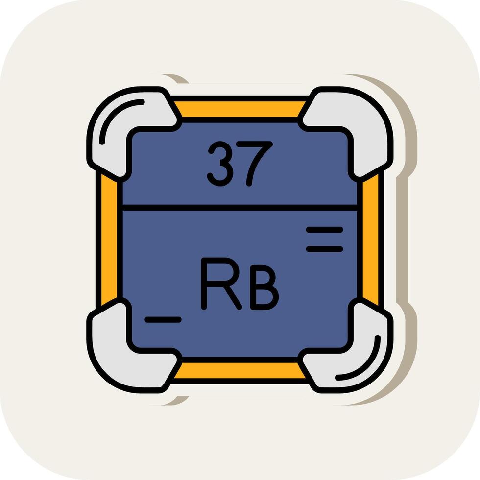 rubidium lijn gevulde wit schaduw icoon vector