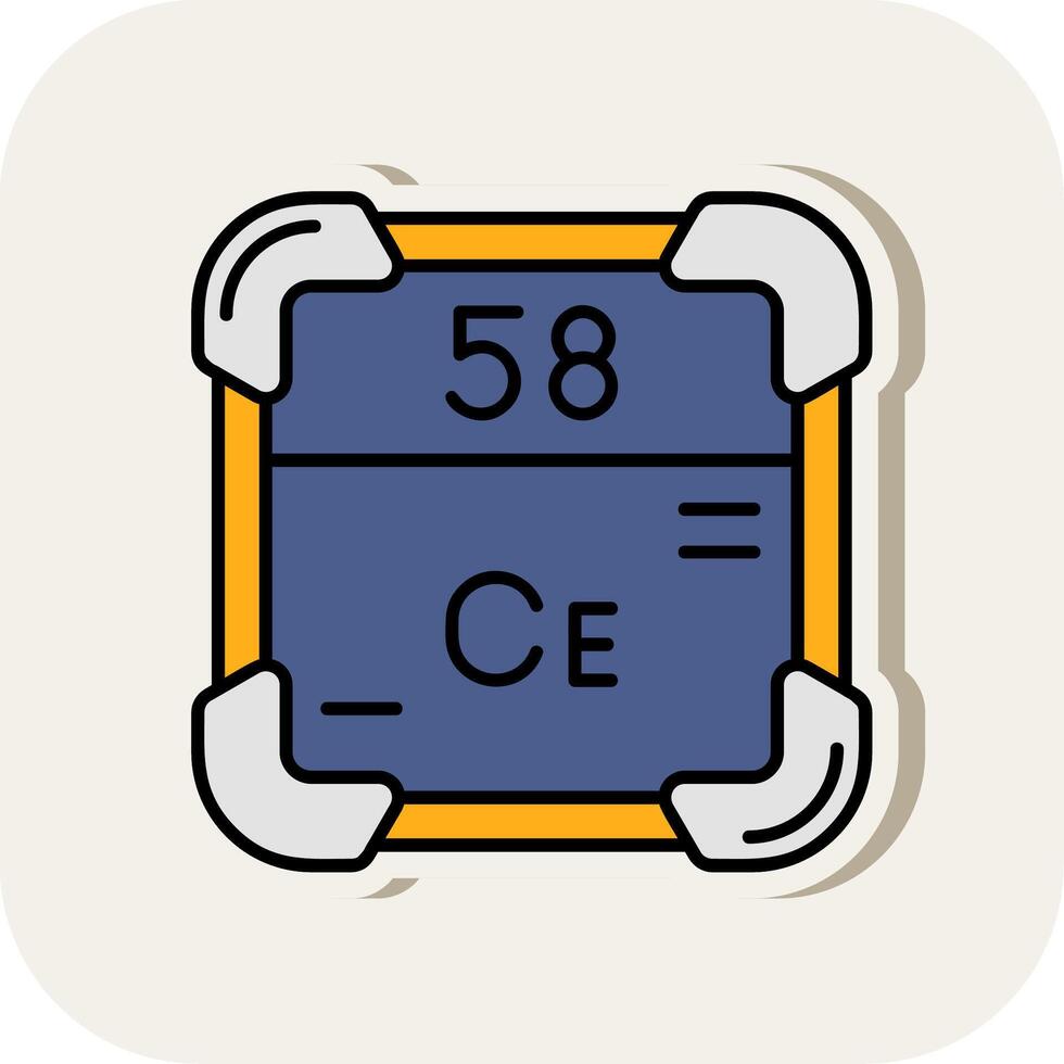 cerium lijn gevulde wit schaduw icoon vector