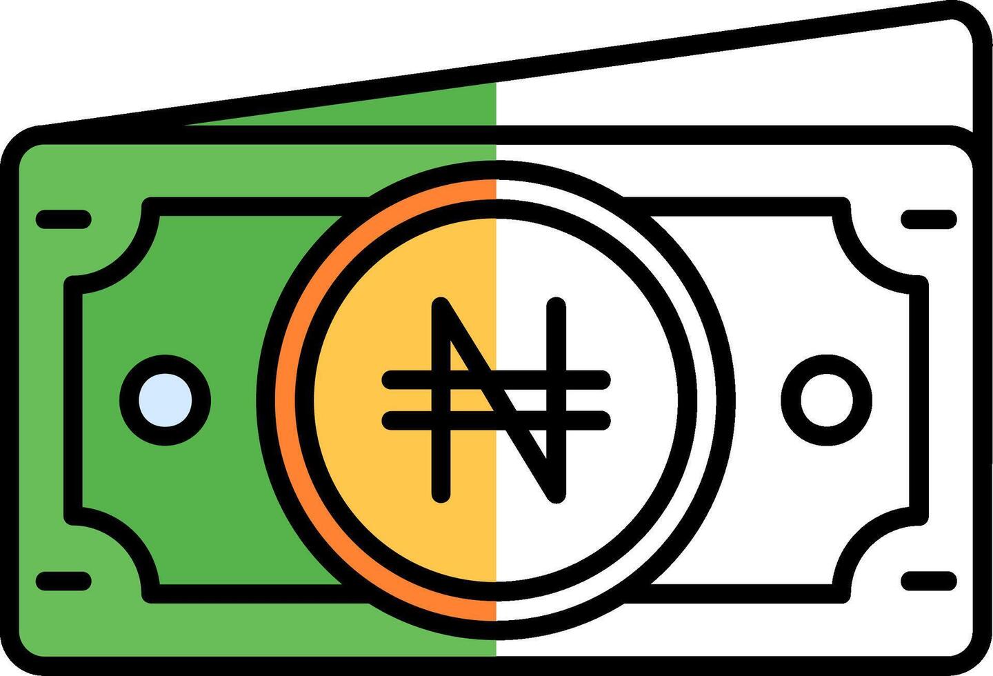 naira gevulde voor de helft besnoeiing icoon vector