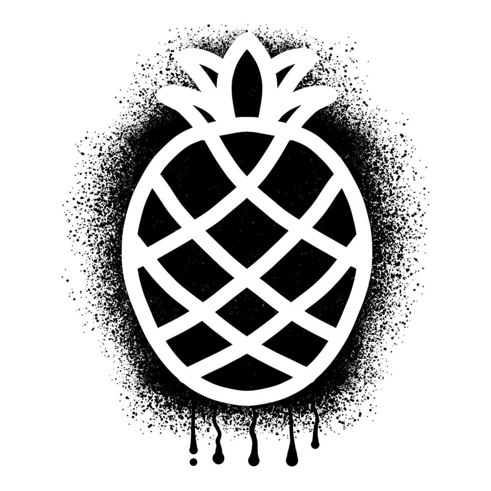 ananas stencil graffiti getrokken met zwart verstuiven verf vector