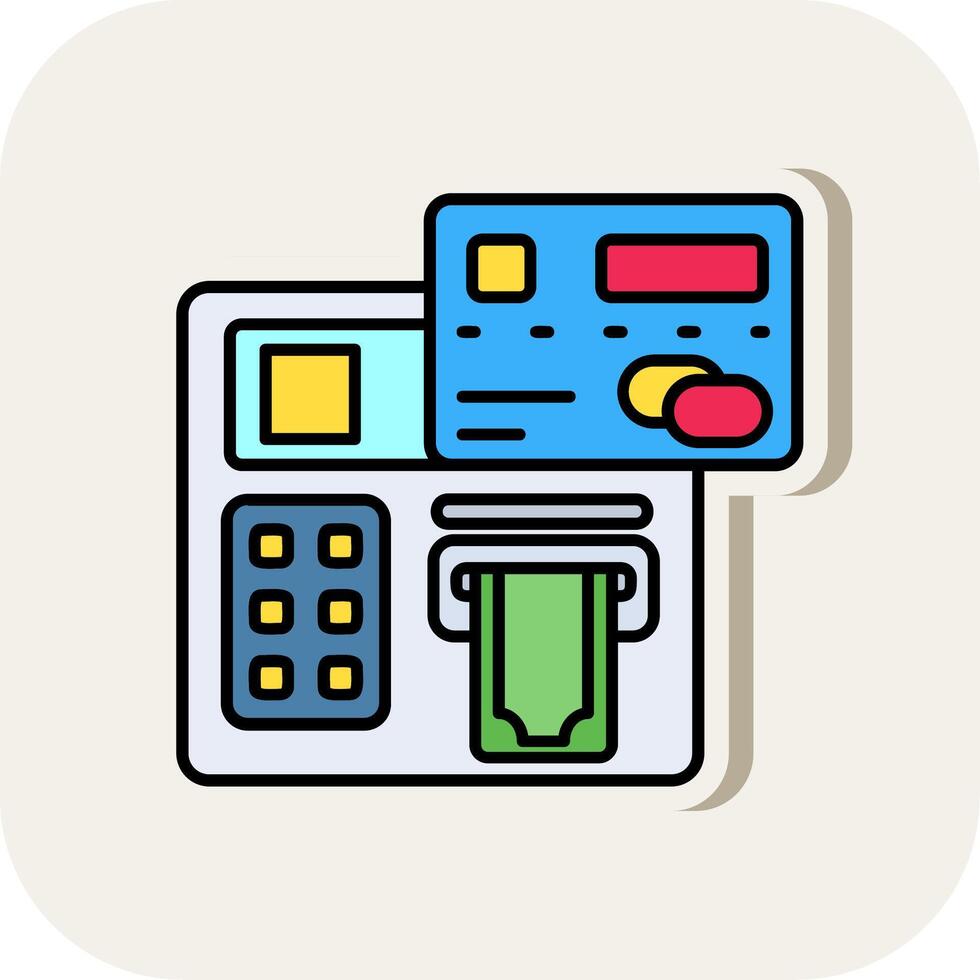 Geldautomaat lijn gevulde wit schaduw icoon vector