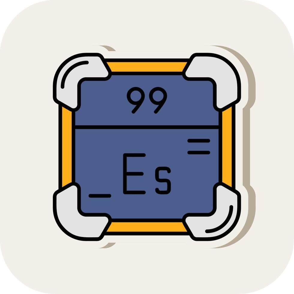 einsteinium lijn gevulde wit schaduw icoon vector