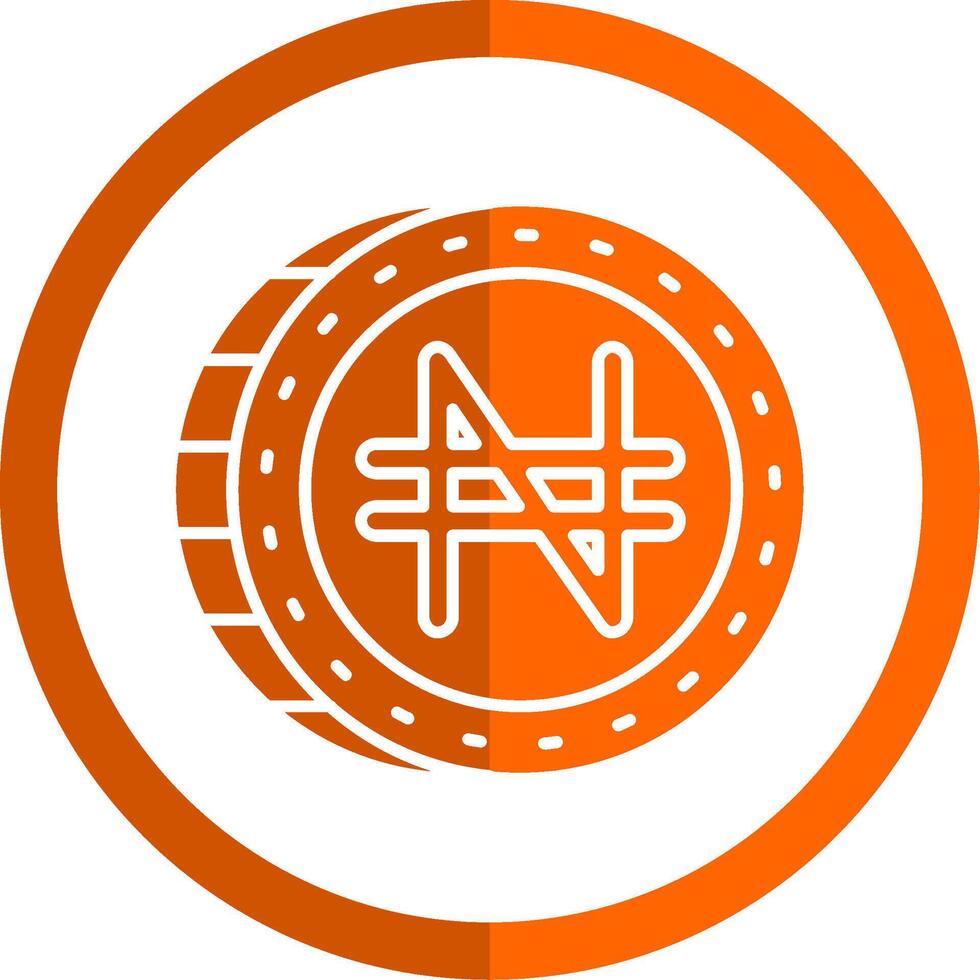 naira glyph oranje cirkel icoon vector