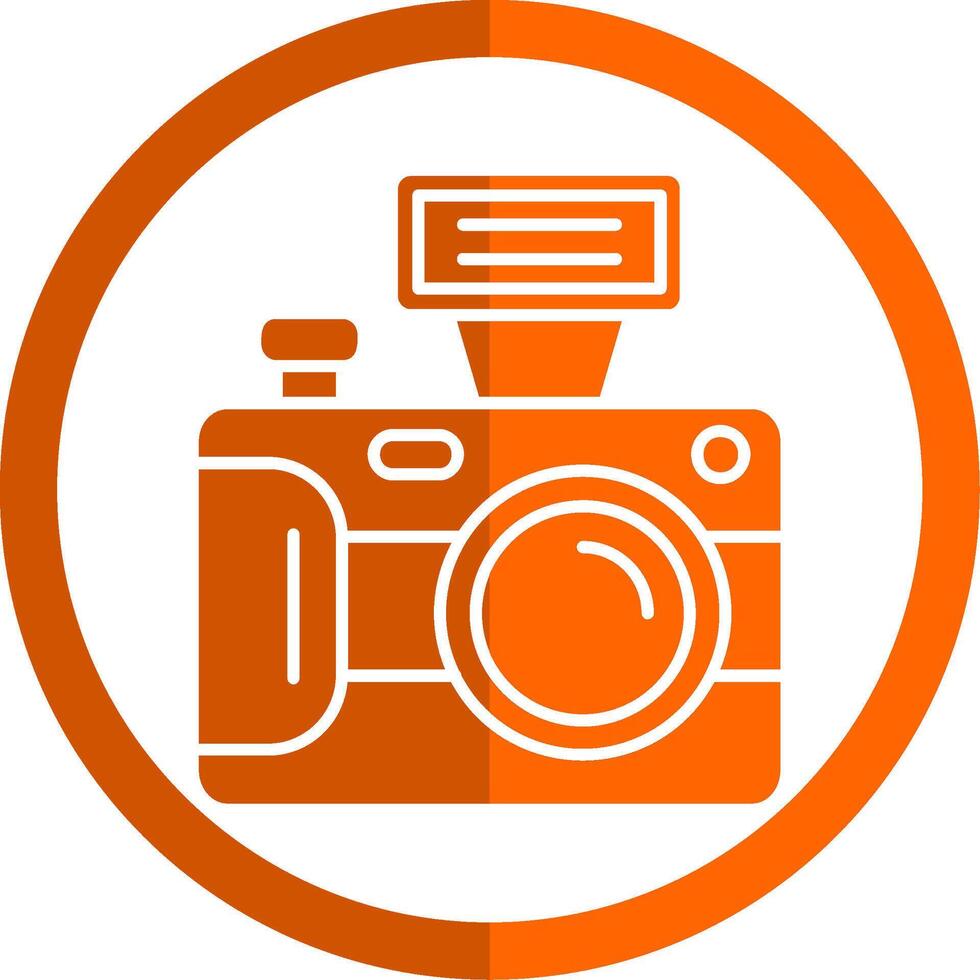 camera glyph oranje cirkel icoon vector