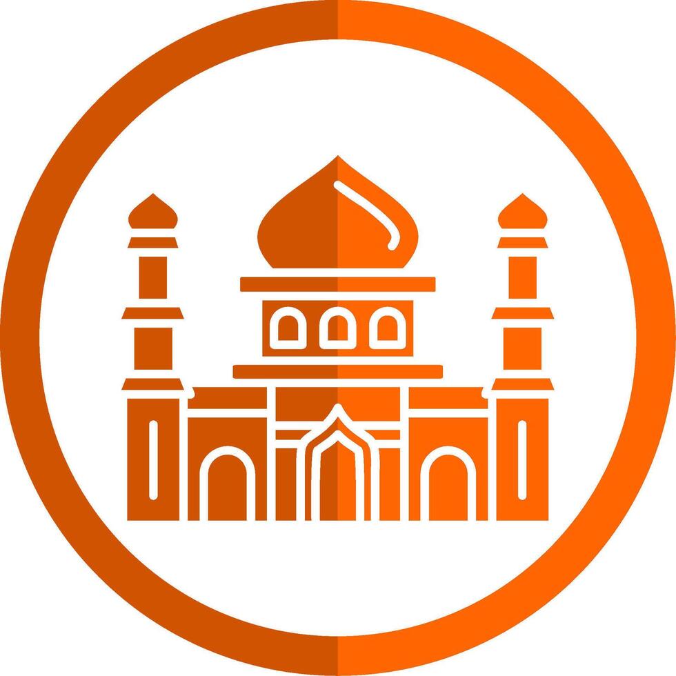 moskee glyph oranje cirkel icoon vector
