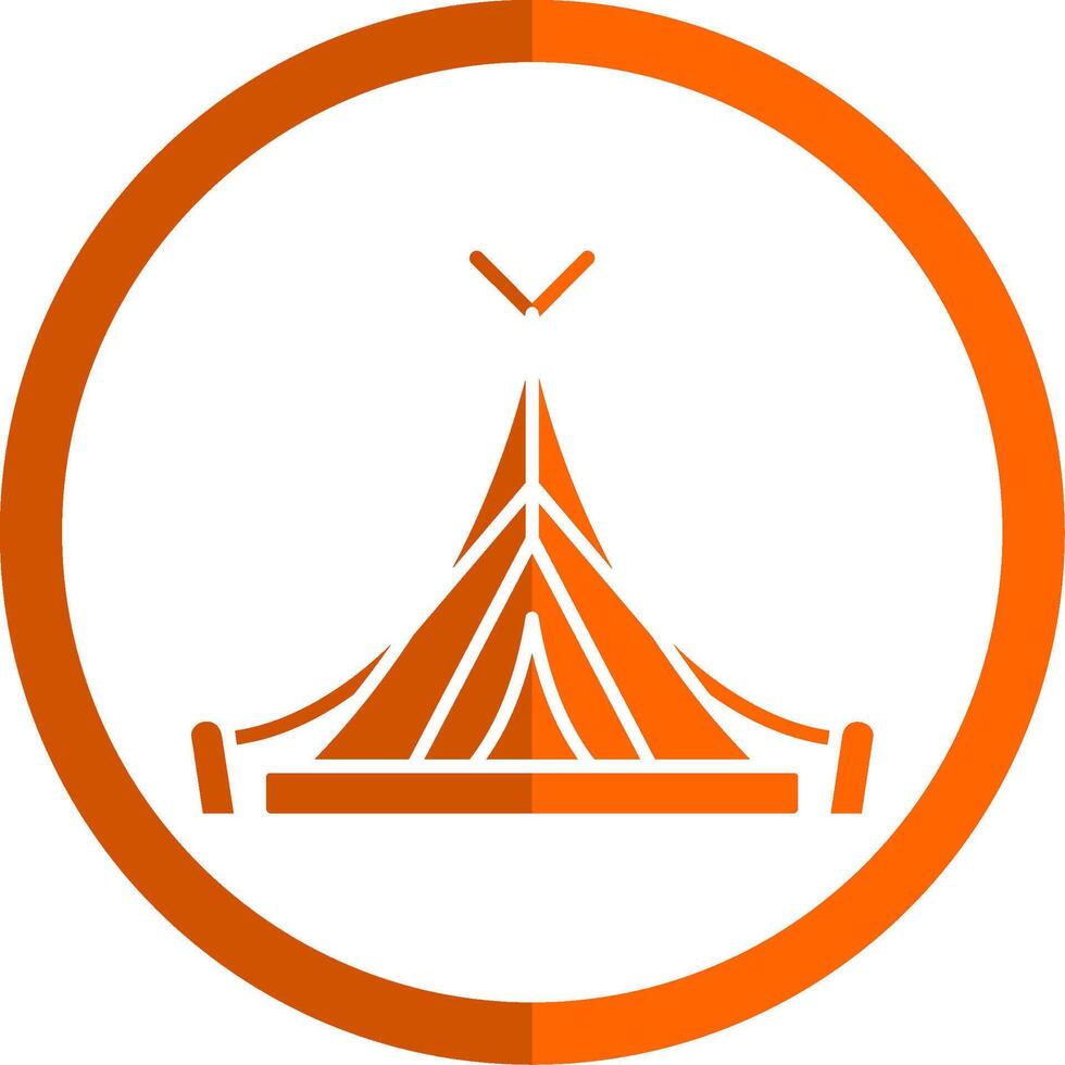 tent glyph oranje cirkel icoon vector