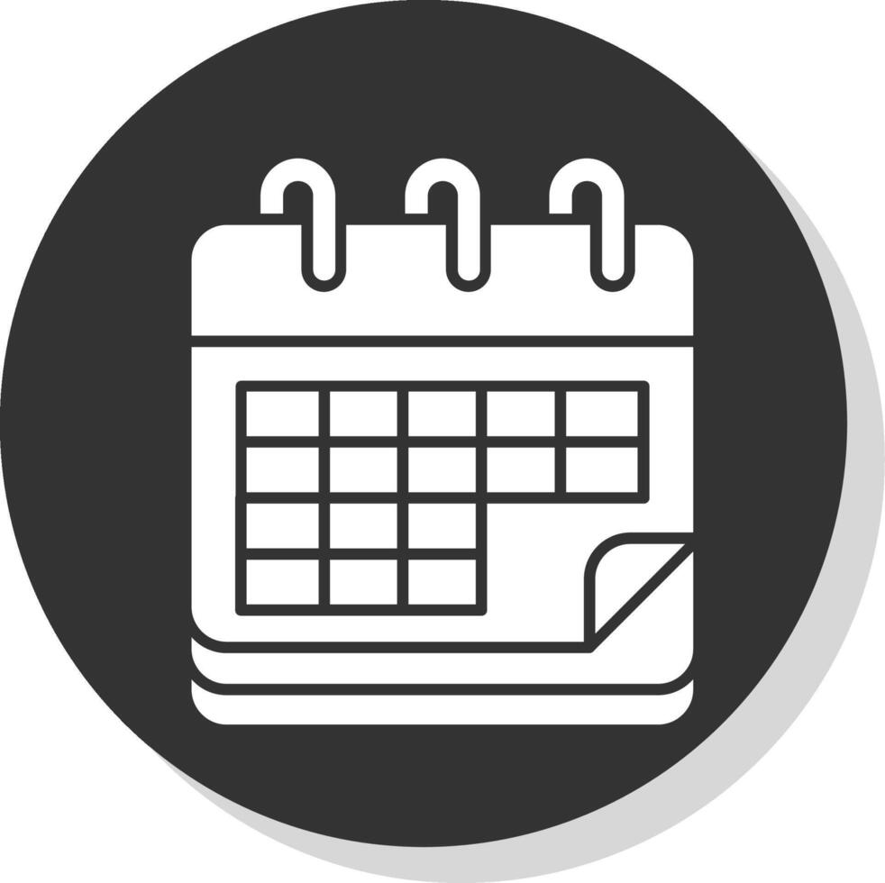 kalender glyph grijs cirkel icoon vector